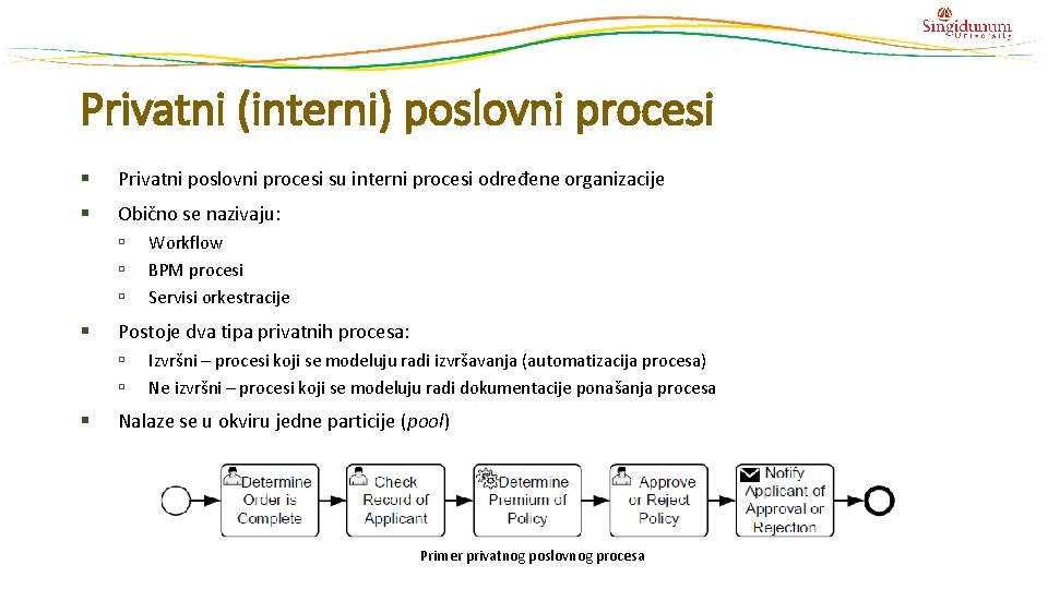 Privatni (interni) poslovni procesi § Privatni poslovni procesi su interni procesi određene organizacije §