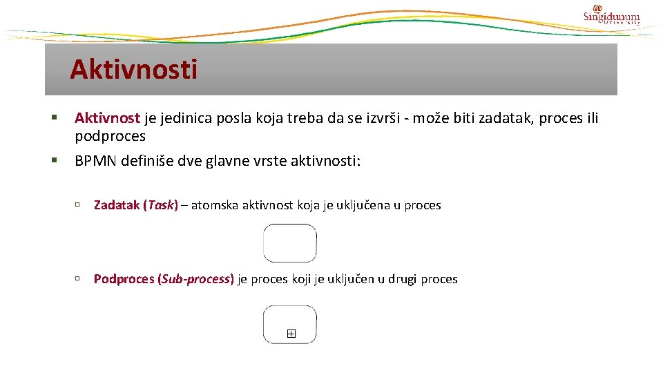 Aktivnosti § Aktivnost je jedinica posla koja treba da se izvrši - može biti