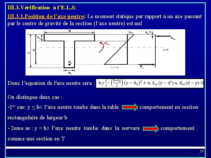 III. 3. Vérification à l’E. L. S: III. 3. 1. Position de l’axe neutre: