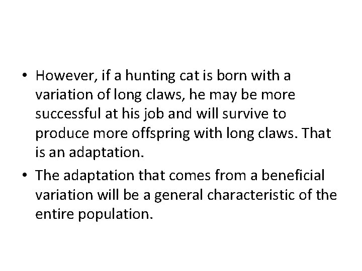  • However, if a hunting cat is born with a variation of long