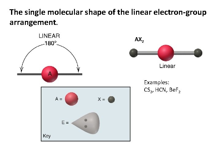 The single molecular shape of the linear electron-group arrangement. AX 2 Examples: CS 2,