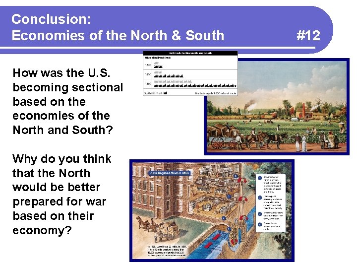 Conclusion: Economies of the North & South How was the U. S. becoming sectional