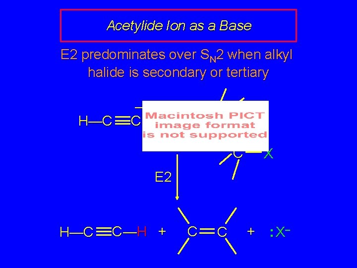 Acetylide Ion as a Base E 2 predominates over SN 2 when alkyl halide