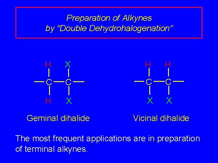 Preparation of Alkynes by "Double Dehydrohalogenation" H X H H C C H X
