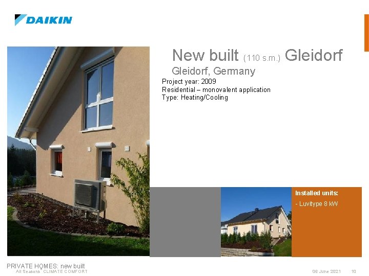 New built (110 s. m. ) Gleidorf, Germany Project year: 2009 Residential – monovalent