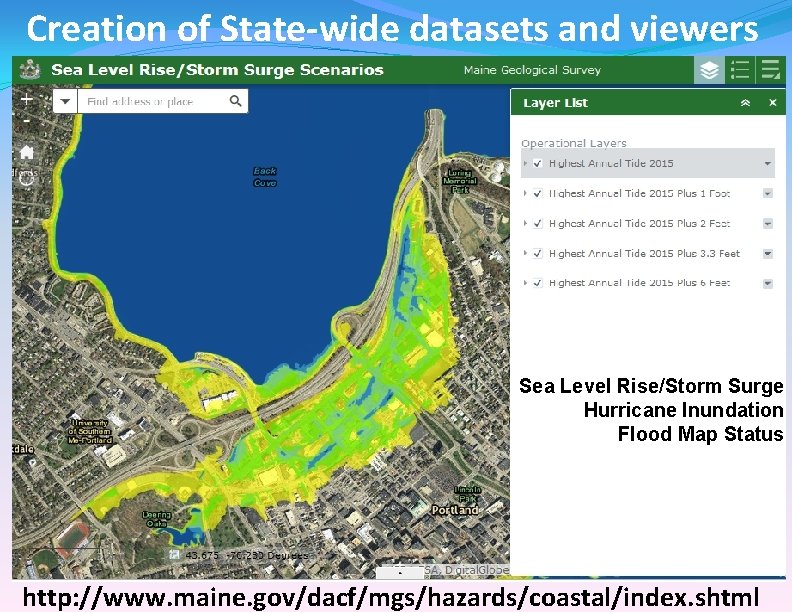 Creation of State-wide datasets and viewers Sea Level Rise/Storm Surge Hurricane Inundation Flood Map
