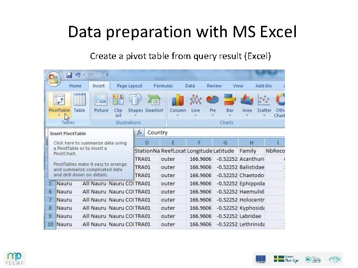 Data preparation with MS Excel Create a pivot table from query result (Excel) Data preparation with MS Excel Create a pivot table from query result (Excel)
