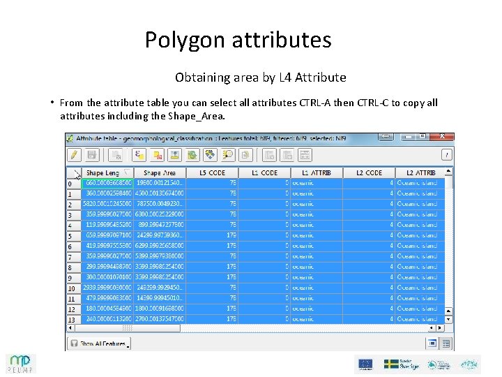 Polygon attributes Obtaining area by L 4 Attribute • From the attribute table you Polygon attributes Obtaining area by L 4 Attribute • From the attribute table you