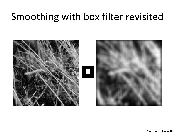 Smoothing with box filter revisited Source: D. Forsyth 