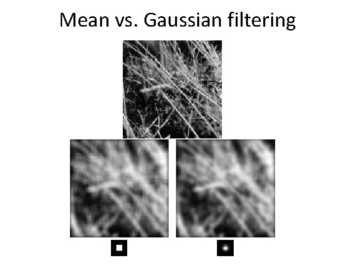 Mean vs. Gaussian filtering 