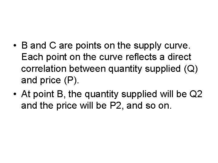  • B and C are points on the supply curve. Each point on