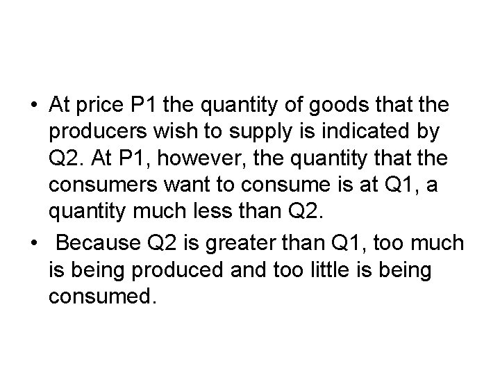  • At price P 1 the quantity of goods that the producers wish