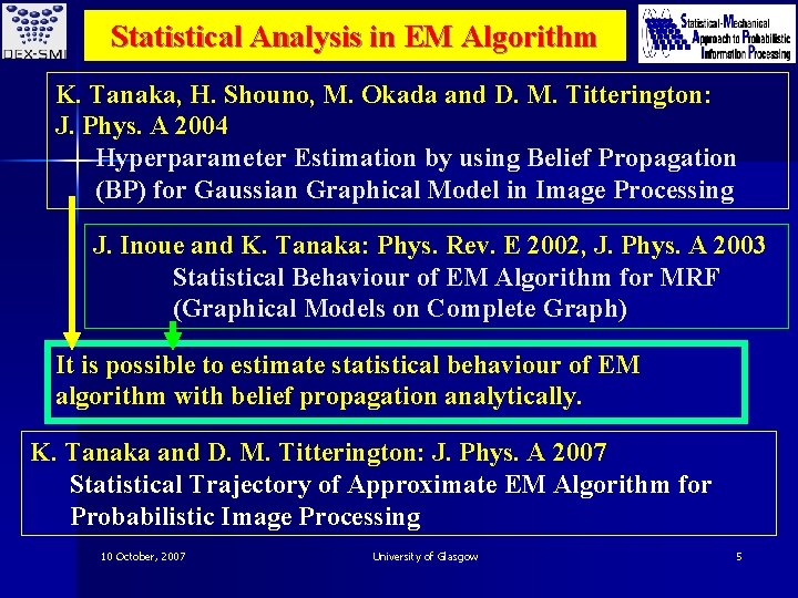 Statistical Analysis in EM Algorithm K. Tanaka, H. Shouno, M. Okada and D. M.