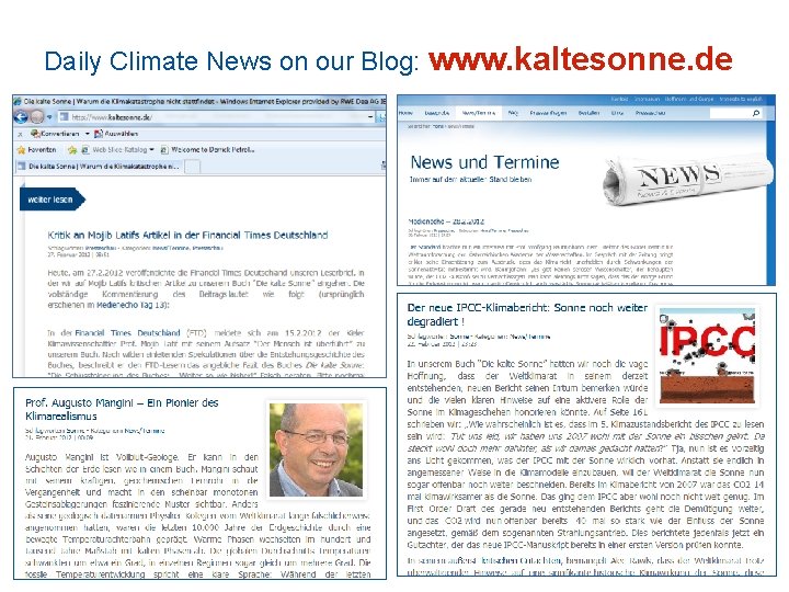 Daily Climate News on our Blog: www. kaltesonne. de 