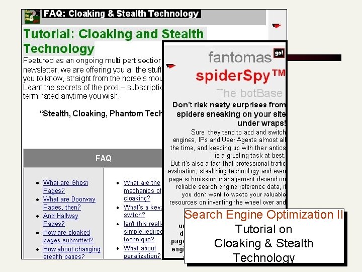 Search Engine Optimization II Tutorial on Cloaking & Stealth Technology 