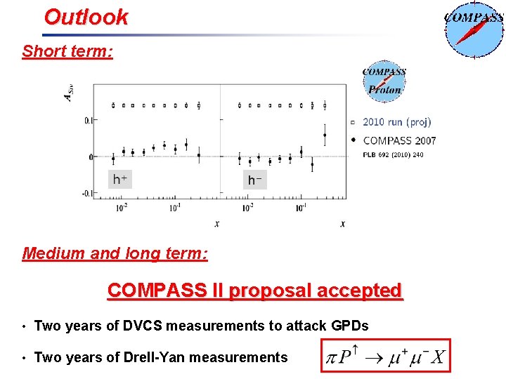 Outlook Short term: Medium and long term: COMPASS II proposal accepted • Two years