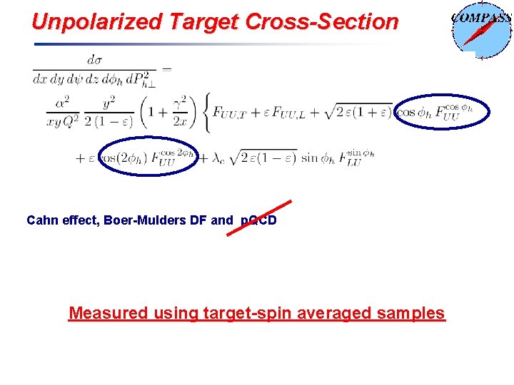 Unpolarized Target Cross-Section Cahn effect, Boer-Mulders DF and p. QCD Measured using target-spin averaged
