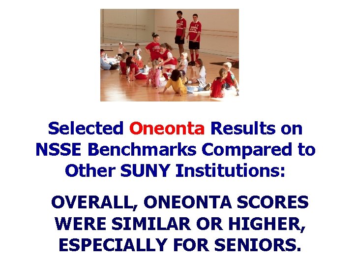 Selected Oneonta Results on NSSE Benchmarks Compared to Other SUNY Institutions: OVERALL, ONEONTA SCORES