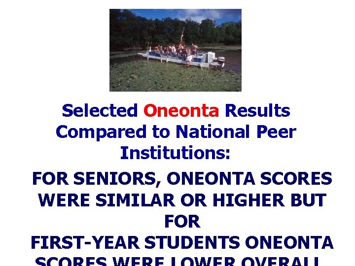 Selected Oneonta Results Compared to National Peer Institutions: FOR SENIORS, ONEONTA SCORES WERE SIMILAR