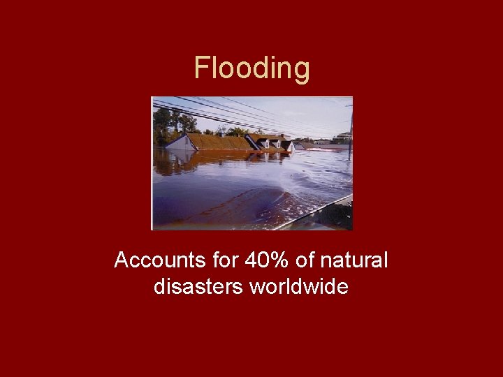 Flooding Accounts for 40% of natural disasters worldwide 