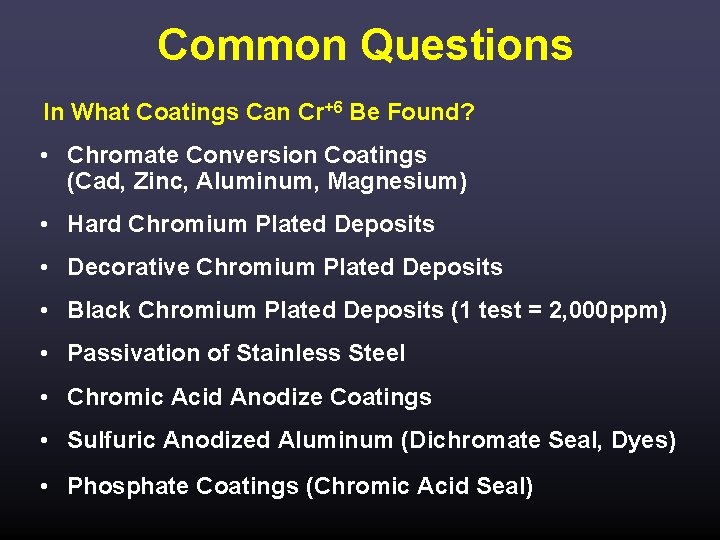 Common Questions In What Coatings Can Cr+6 Be Found? • Chromate Conversion Coatings (Cad,