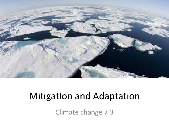 Mitigation and Adaptation Climate change 7. 3 