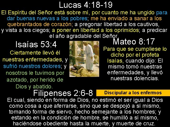 Lucas 4: 18 -19 El Espíritu del Señor está sobre mí, por cuanto me