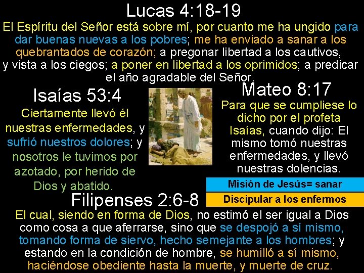 Lucas 4: 18 -19 El Espíritu del Señor está sobre mí, por cuanto me