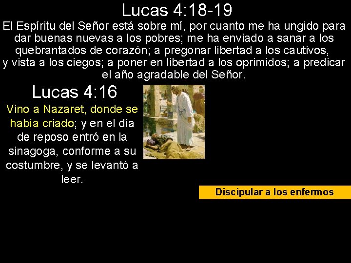 Lucas 4: 18 -19 El Espíritu del Señor está sobre mí, por cuanto me