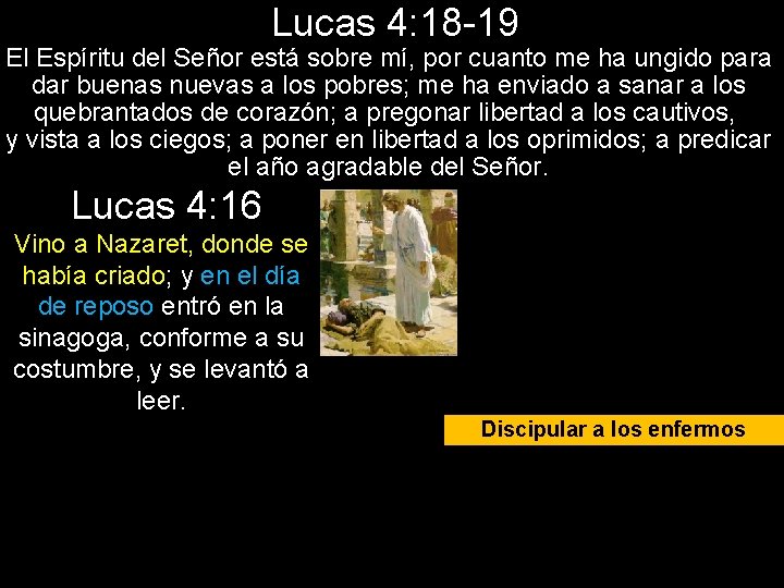 Lucas 4: 18 -19 El Espíritu del Señor está sobre mí, por cuanto me