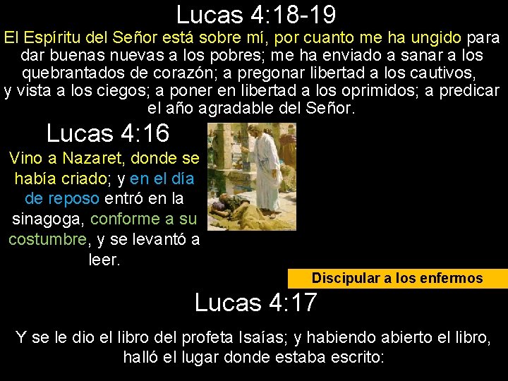 Lucas 4: 18 -19 El Espíritu del Señor está sobre mí, por cuanto me