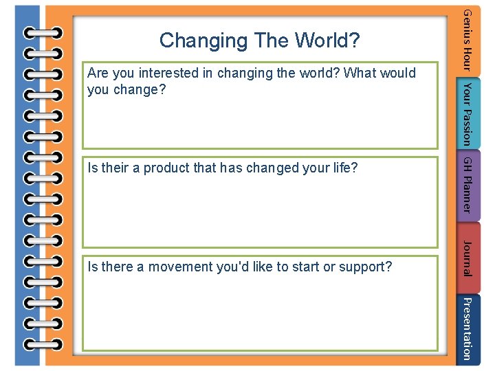 Are you interested in changing the world? What would you change? Is their a