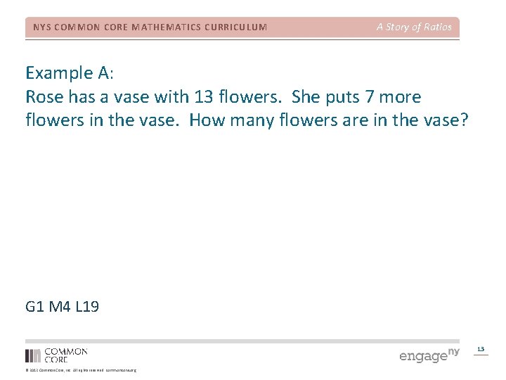 NYS COMMON CORE MATHEMATICS CURRICULUM A Story of Ratios Example A: Rose has a