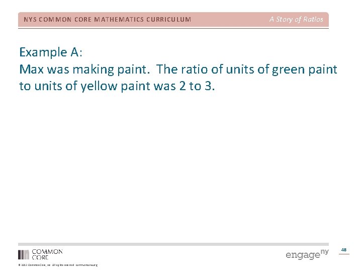 NYS COMMON CORE MATHEMATICS CURRICULUM A Story of Ratios Example A: Max was making