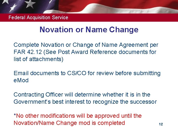 Federal Acquisition Service Novation or Name Change Complete Novation or Change of Name Agreement