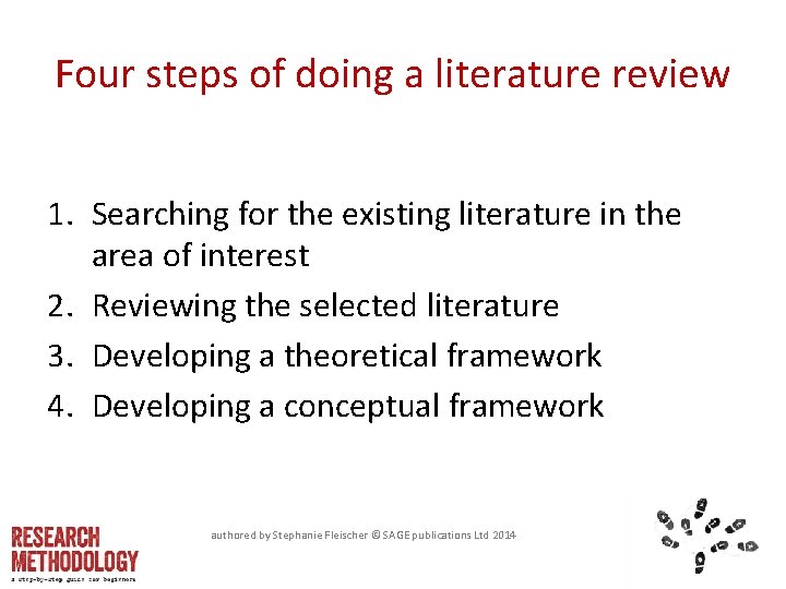 Four steps of doing a literature review 1. Searching for the existing literature in Four steps of doing a literature review 1. Searching for the existing literature in