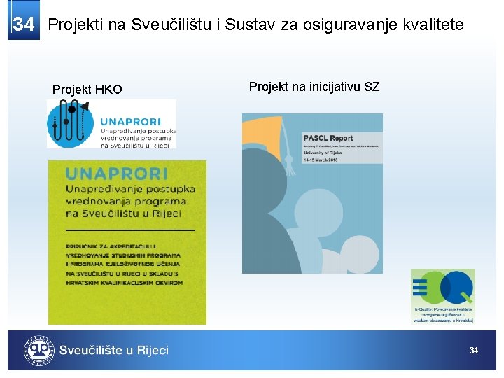 34 Projekti na Sveučilištu i Sustav za osiguravanje kvalitete Projekt HKO Projekt na inicijativu