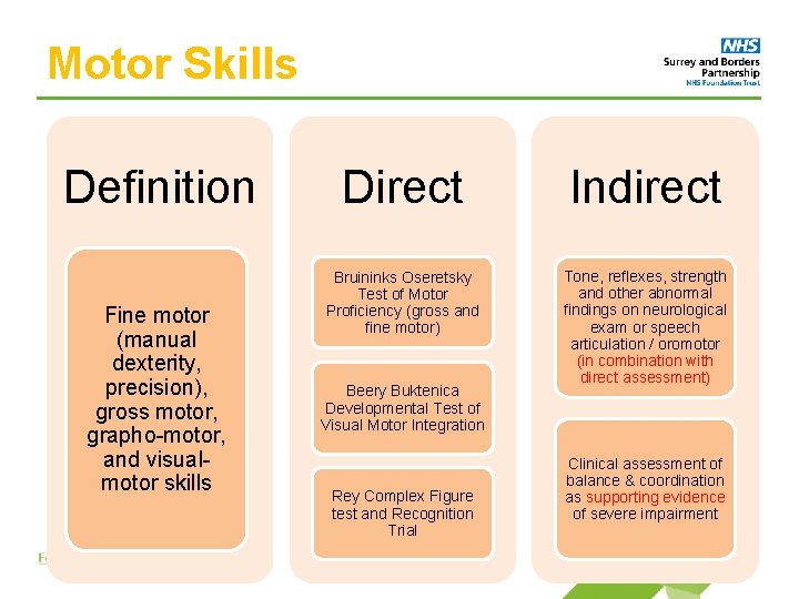 Motor Skills Definition Fine motor (manual dexterity, precision), gross motor, grapho-motor, and visualmotor skills