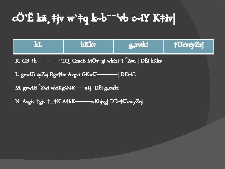 cÖ`Ë kã¸‡jv w`‡q k~b¨¯’vb c~i. Y K‡iv| k. L b. Kkv g„rwkí K. GB