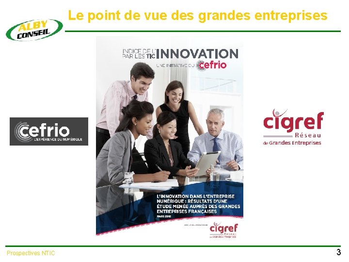 Le point de vue des grandes entreprises Prospectives NTIC 3 