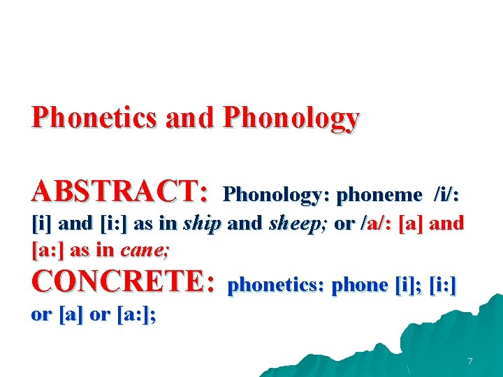 Phonetics and Phonology ABSTRACT: Phonology: phoneme /i/: [i] and [i: ] as in ship