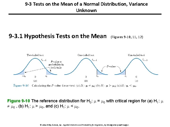 9 -3 Tests on the Mean of a Normal Distribution, Variance Unknown 9 -3. 9 -3 Tests on the Mean of a Normal Distribution, Variance Unknown 9 -3.