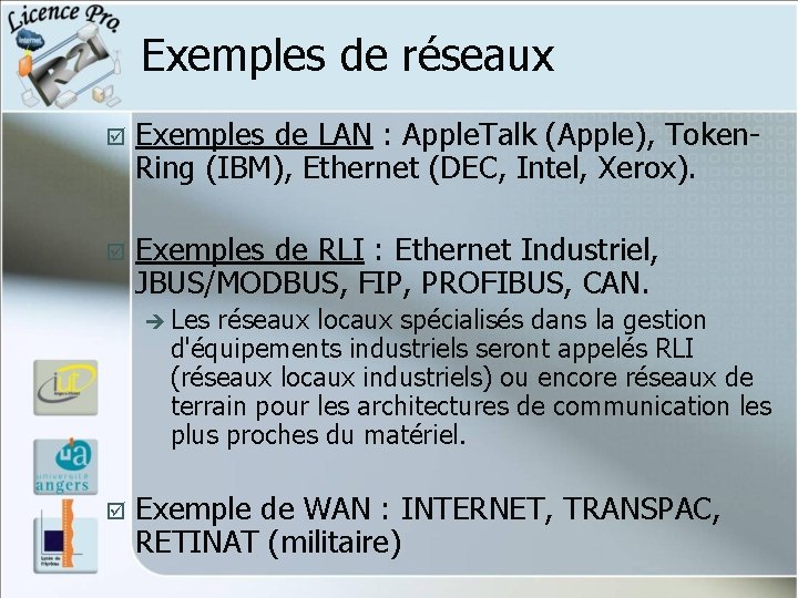 Exemples de réseaux þ Exemples de LAN : Apple. Talk (Apple), Token. Ring (IBM), Exemples de réseaux þ Exemples de LAN : Apple. Talk (Apple), Token. Ring (IBM),