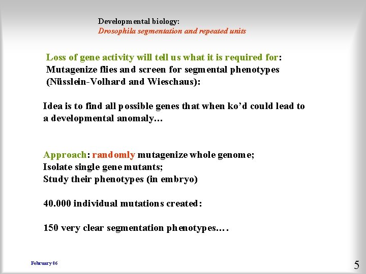 Developmental biology: Drosophila segmentation and repeated units Loss of gene activity will tell us
