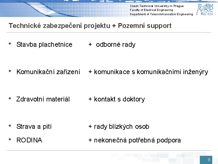 Czech Technical University in Prague Faculty of Electrical Engineering Department of Telecommunication Engineering Technické