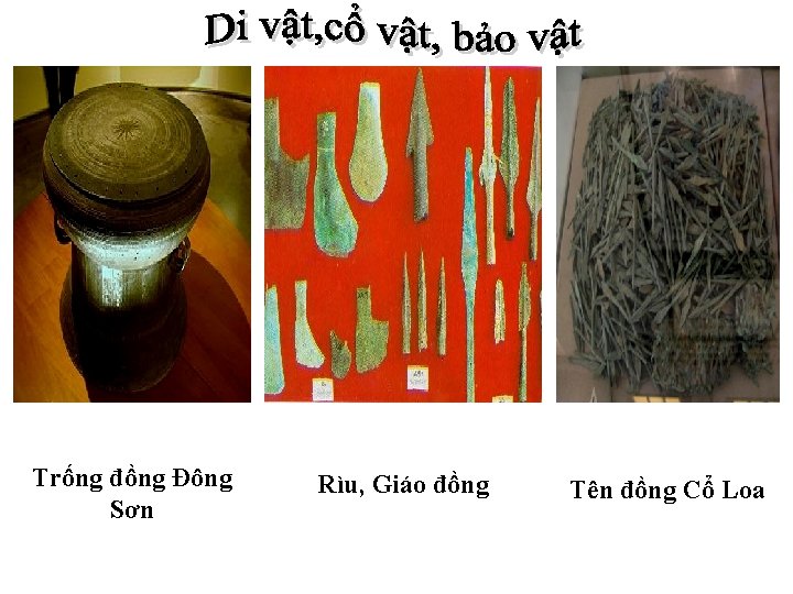 Trống đồng Đông Sơn Rìu, Giáo đồng Tên đồng Cổ Loa 