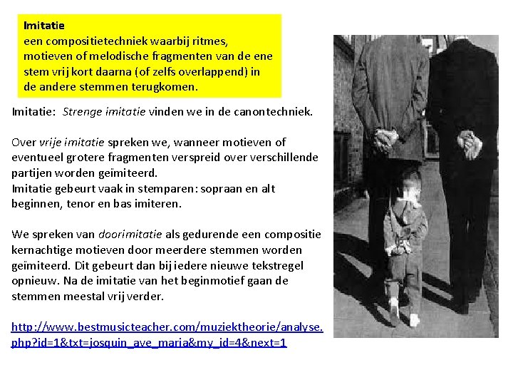 Imitatie een compositietechniek waarbij ritmes, motieven of melodische fragmenten van de ene stem vrij