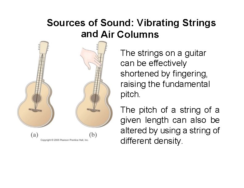 Sources of Sound: Vibrating Strings and Air Columns The strings on a guitar can