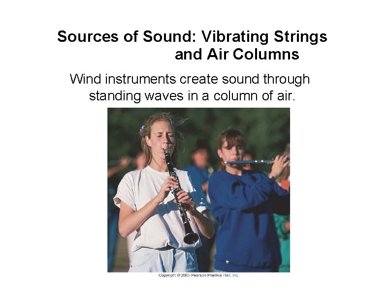 Sources of Sound: Vibrating Strings and Air Columns Wind instruments create sound through standing