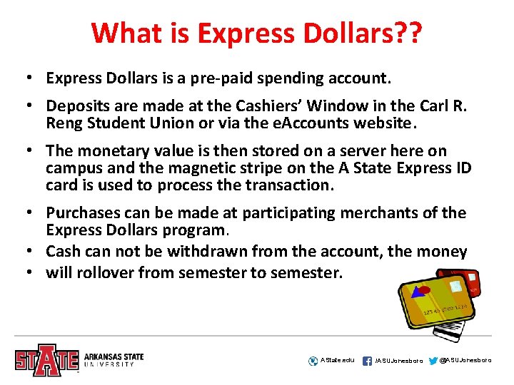 What is Express Dollars? ? • Express Dollars is a pre-paid spending account. •
